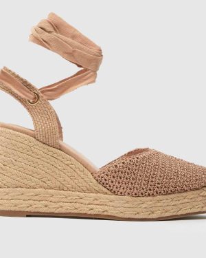 schuh Velma Tie Wedge Espadrille Sandals in Natural