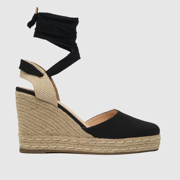 schuh Venus Ankle Tie Wedge Sandals in Black