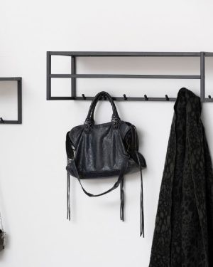 sparks wooden coat rack with metal frame in ash black