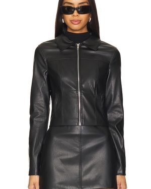 superdown Haydenn Faux Leather Jacket in Black. Size S, XS.