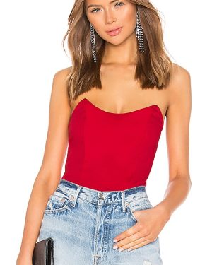 superdown Stevie Sweetheart Bodysuit in Red. Size S, XL, XS, XXS.