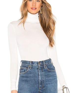 superdown Zelda Mock Neck Bodysuit in White. Size S, XL.