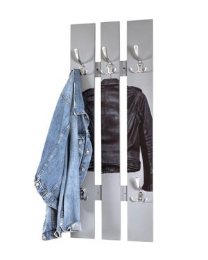 tahoe wooden wall hung 5 hooks coat rack in leather jacket print