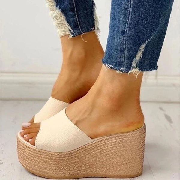 (white, 36) Fashion 2021 New Summer Women's Sandals Peep-Toe Shoes Woman High-Heeled Platfroms Casual Wedges For Women High Heels Shoes
