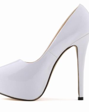 (white, 37) Women High Heels Pumps 14cm Round Toe Stilettos Talon Femme Sexy Ladies Red Wedding Shoes Black Platform Heels Big Size