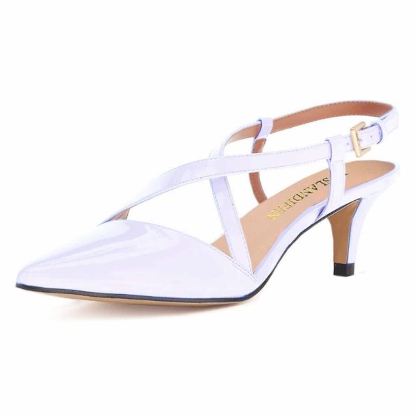 (white, 39) Women's 5cm Pointed Toe Cross Strap Buckle Sandals Slingback Pumps High Heels Party Wedding Dress Comfortable Shoes shoe