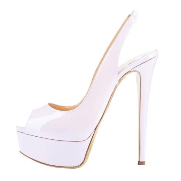 (white, 41) New Women's Pumps Stilettos 14CM Platform Super High Heels Sexy Open Toe Sandals Gladiator Party Dress Women Shoes Large Size 44
