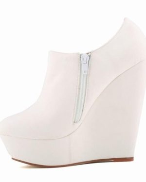 (white, 41) Winter High Heels Suede Shoes Ankle Boots Wedges Women Platform Elegent High Heels Shoes Us Size Wedge Shoe