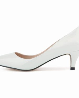(white, 42) Classic Sexy Pointed Low Med Kitten Heels Women Pumps Shoes Spring Brand Design Wedding Dress