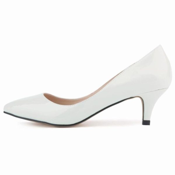 (white, 42) Classic Sexy Pointed Low Med Kitten Heels Women Pumps Shoes Spring Brand Design Wedding Dress