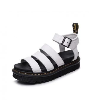 (white, 43) Womens Chunky Sandals Thick Sole Strappy Block Flatforms Shoes Summer