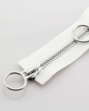 (white, 90cm) 5# 70/90cm Double Circle Sliders Metal Open Tail Auto Lock Zipper For Long Down Jacket Coat DIY Sewing Handcraft Accessories