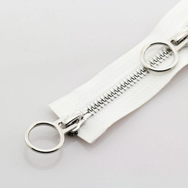 (white, 90cm) 5# 70/90cm Double Circle Sliders Metal Open Tail Auto Lock Zipper For Long Down Jacket Coat DIY Sewing Handcraft Accessories