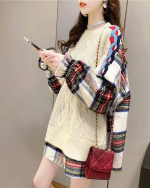 (white, XL) Sweater Women Autumn And Winter Pullover Loose Casual Tops Versatile And Comfortable Large Size Knit Sweater