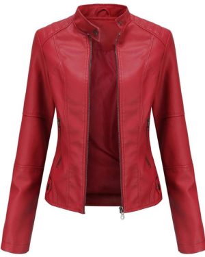 (wine red, 4XL) Women Faux Leather Biker Jacket Pu Motorcycle Casual Zip Up Slim Coat Cropped Racer Moto Bomber Outerwear Plus Size S-4xl Oversized Fa