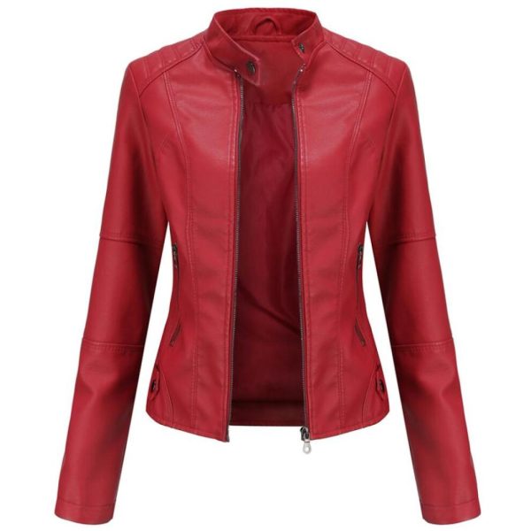 (wine red, 4XL) Women Faux Leather Biker Jacket Pu Motorcycle Casual Zip Up Slim Coat Cropped Racer Moto Bomber Outerwear Plus Size S-4xl Oversized Fa