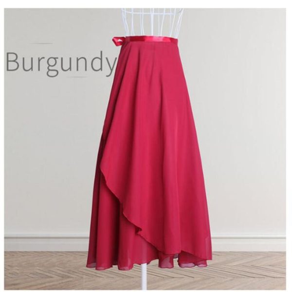 (wine red, One Size) Chiffon Ballet Tutu Dance Skirt Dance Skate Wrap Scarf Gymnastics Ballerina Lyrical Long Ballet Skirt Women Ballet Dance Dress