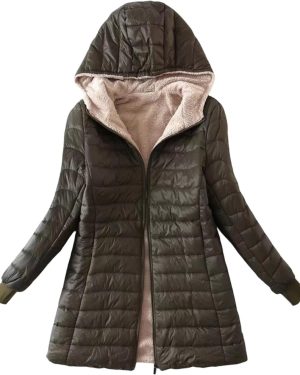 (xl, Green) Winter Coats For Women Puffer Soft Jacket Fleece Hooded Coat Winter Warm Long Parka Thicken Coats with Pockets