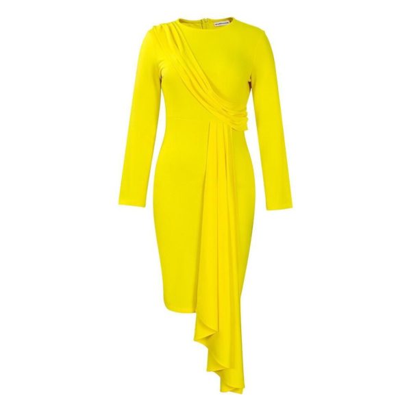 (yellow, XXXL) Autumn 2023 Elegant Ol Long Sleeve Pencil Skirt With Celebrity Style For Women - Large Size, African Dress.