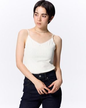 (01 OFF WHITE/3XL) Gu By Uniqlo Cotton Blend Ribbed Camisole Dry