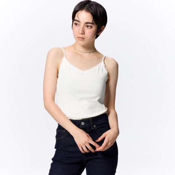 (01 OFF WHITE/3XL) Gu By Uniqlo Cotton Blend Ribbed Camisole Dry
