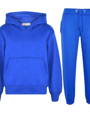 (11-12 Years, Royal Blue) Unisex Royal Tracksuit Hooded Jogging Suit Joggers