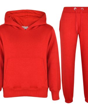(11-12 Years) Unisex Plain Tracksuit Hooded Jog Suit Joggers