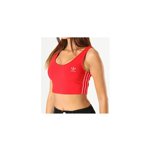 (12) Women's adidas Originals Crop Tank Top Scarlet Red