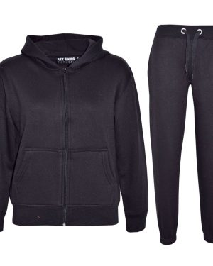 (13 Years, Black) Unisex Plain Hoodie with Joggers Jogging Sweatpant