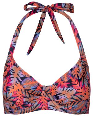 (16, Navy Print) Trespass Womens Halter Neck Bikini Top Norie
