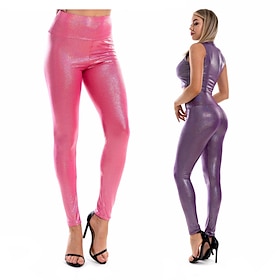 1980s High Waisted Shiny Latex Patent Leggings PU Leather Pencil Pants Women's Kings Day Masquerade Party Bachelorette Party Pride Parade Adults' Pants