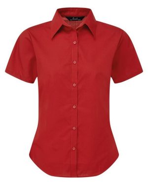 (26, Red) Premier Short Sleeve Poplin Blouse / Plain Work Shirt
