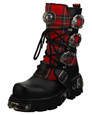 (3) New Rock Tartan Reactor Boots Unisex Platform Boots