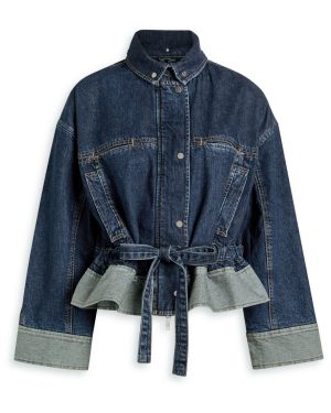 3.1 Phillip Lim Boxy Tie-waist Denim Jacket - Indigo - S (UK8-10 / S)