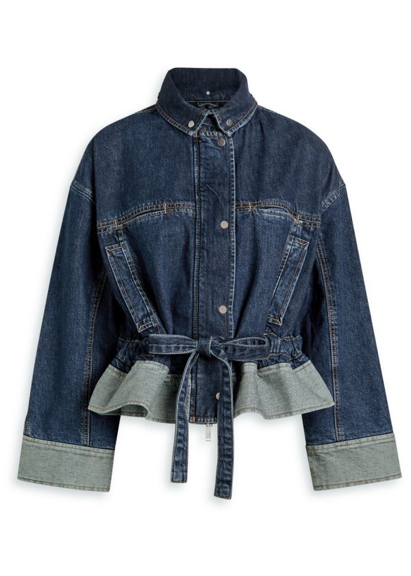 3.1 Phillip Lim Boxy Tie-waist Denim Jacket - Indigo - S (UK8-10 / S)