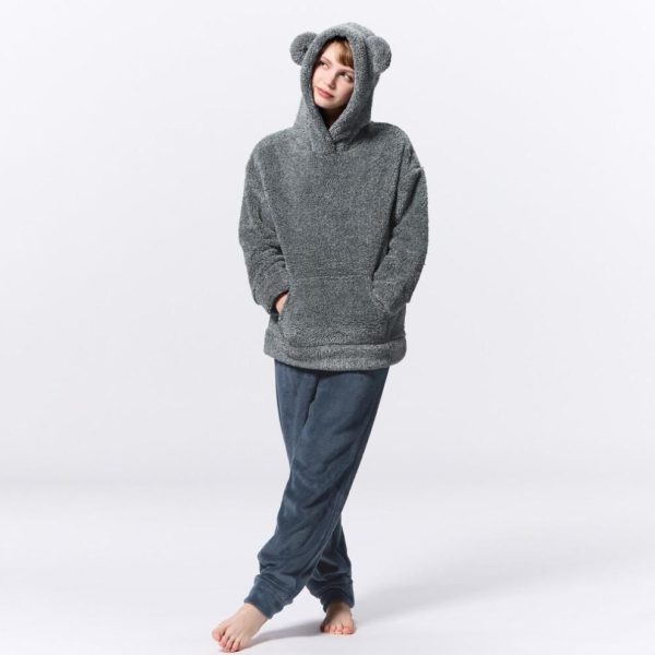 (31 BEIGE/M) Gu By Uniqlo Marshmallow Feel Hoody Set Long Sleeve Bear
