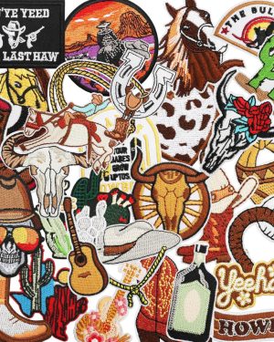 45PCS Western Punk Cowboy Embroidered Iron On Patches - Skull & Cactus Hat Patches for Clothes, Jackets Backpacks Jeans