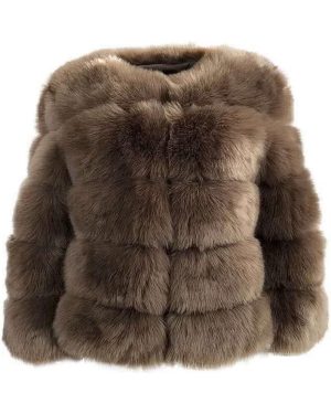 (4XL, Coffee) Women's Faux Fur Coat Short Artificial Fur Overcoat Solid Thick Outerwear Shaggy Parka Cardigan Jacket