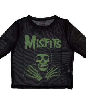 (6 UK, Black) Misfits Womens/Ladies Green Hands Mesh Crop Top