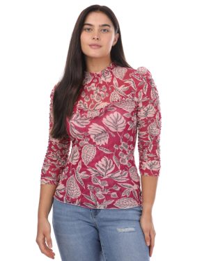(8 UK, Pink) Ted Baker Womens/Ladies Izabelo Leaves Mesh Frill Top