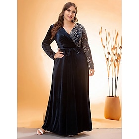 A-Line Evening Gown Elegant Dress Formal Wedding Floor Length Long Sleeve V Neck Velvet with Strappy 2025