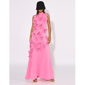 A-Line Prom Dresses Vintage Dress Formal Prom Floor Length Sleeveless Crew Neck Pink Dress Stretch Crepe with Appliques 2025