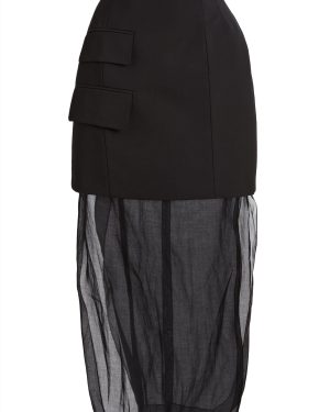 A.W.A.K.E. MODE - Basque Layered Virgin Wool-Blend Maxi Skirt - Black - FR 34 - Moda Operandi