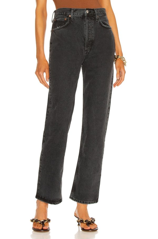 AGOLDE 90's Pinch Waist Jeans in Black Tea - Charcoal. Size 24 (also in 23, 33, 34).