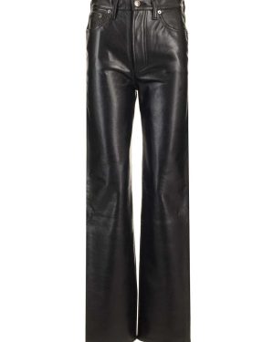AGOLDE 90s Pinch Waist Long Leather Trousers