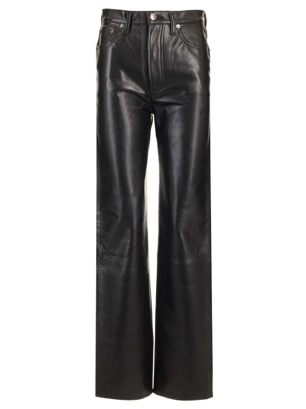 AGOLDE 90s Pinch Waist Long Leather Trousers