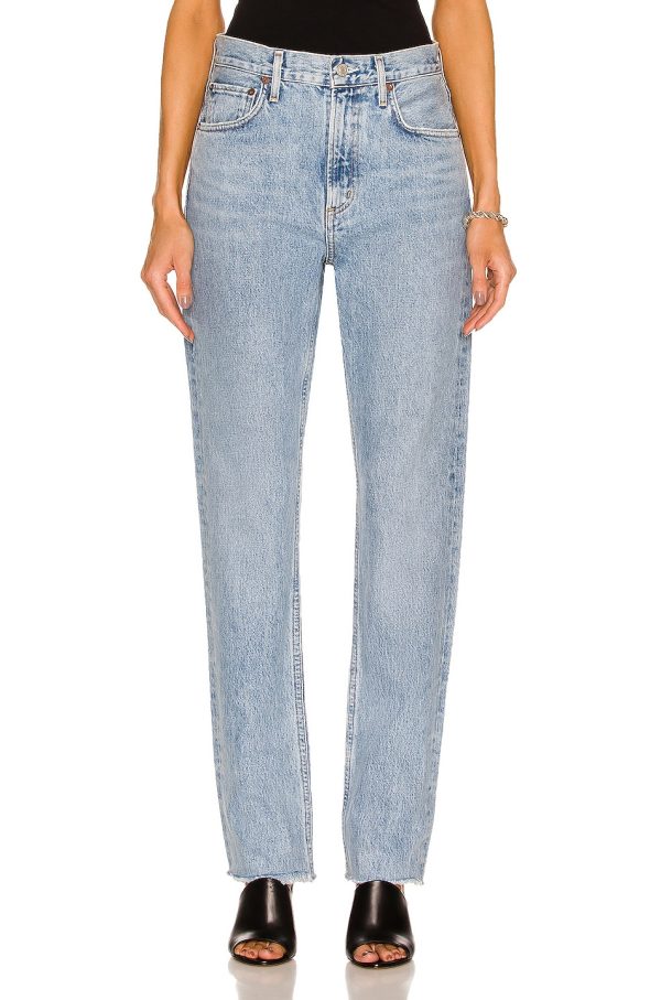 AGOLDE Cherie High Rise Straight Jeans in Merit - Blue. Size 23 (also in 32, 33, 34).