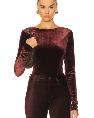 AGOLDE Corrin Scoop Back Bodysuit in Chocolate Milk - Brown. Size L (also in ).