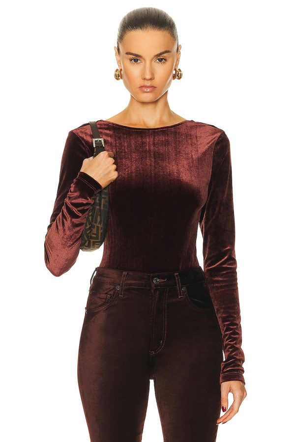 AGOLDE Corrin Scoop Back Bodysuit in Chocolate Milk - Brown. Size L (also in ).