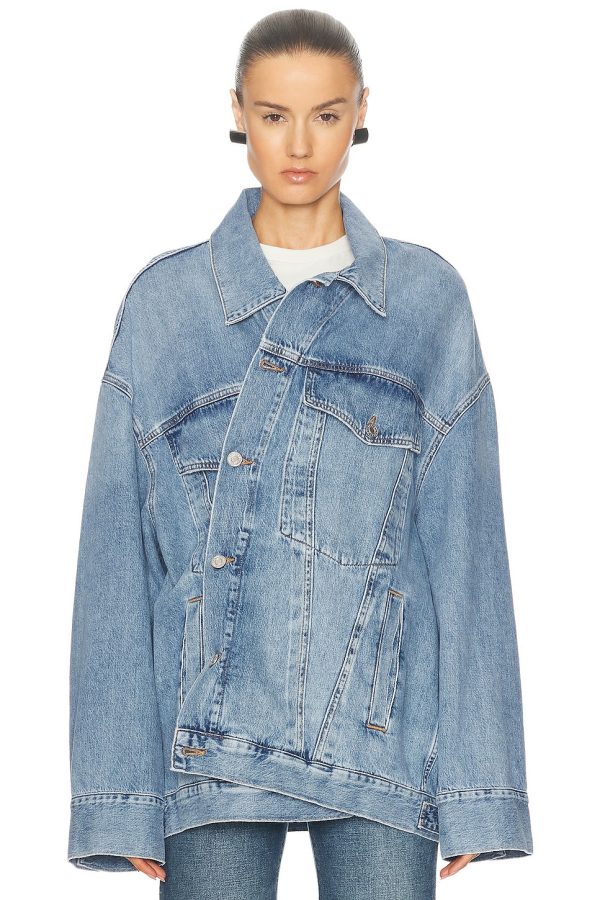 AGOLDE Reworked Wayne Jacket in Clarity - Denim-Medium. Size L (also in M, S).